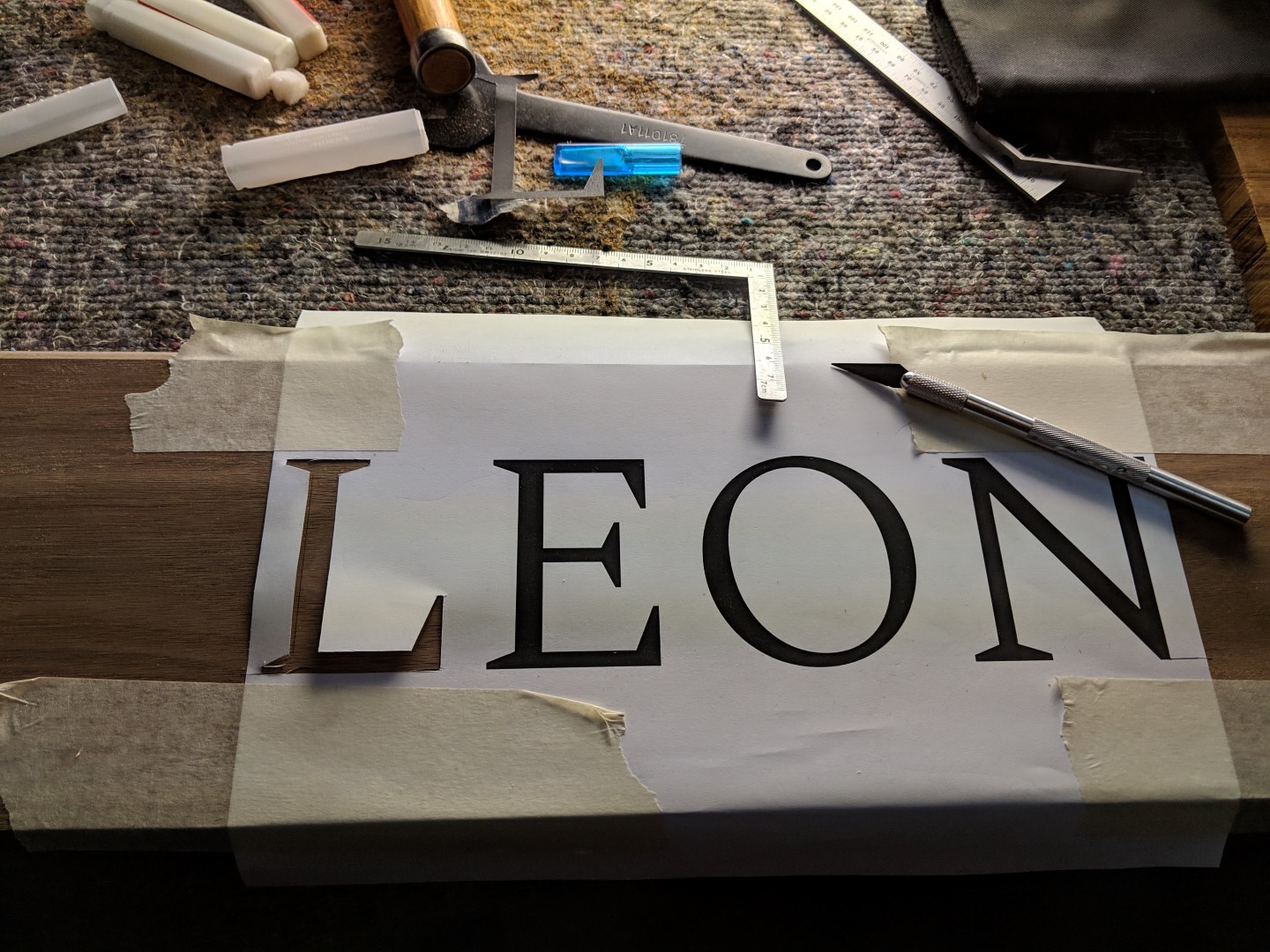 Walnut boat name plaque Fantpmas